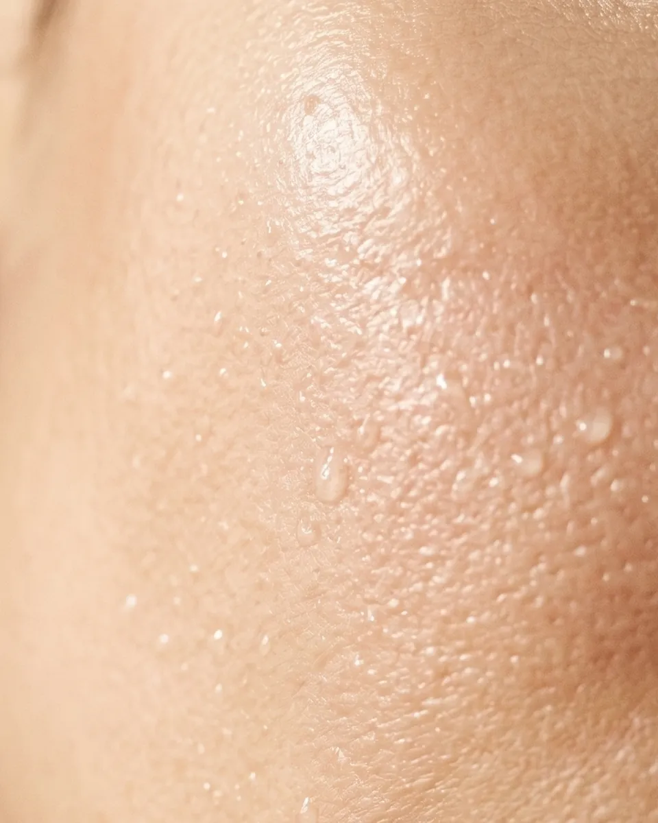 Texture reale di pelle idratata e luminosa, senza filtri